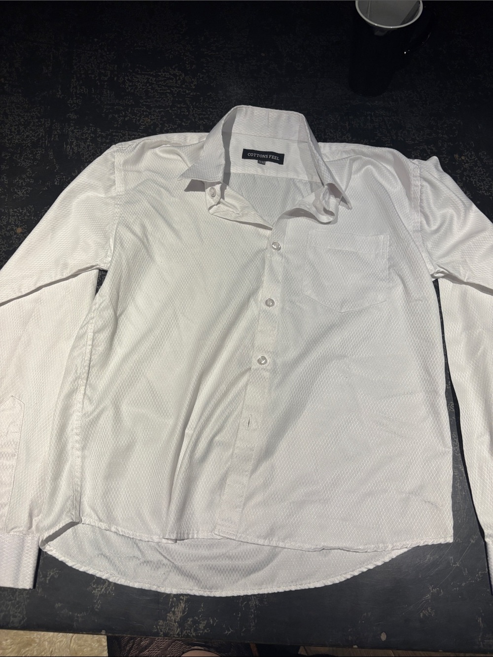Men's White Textured Dress Shirt